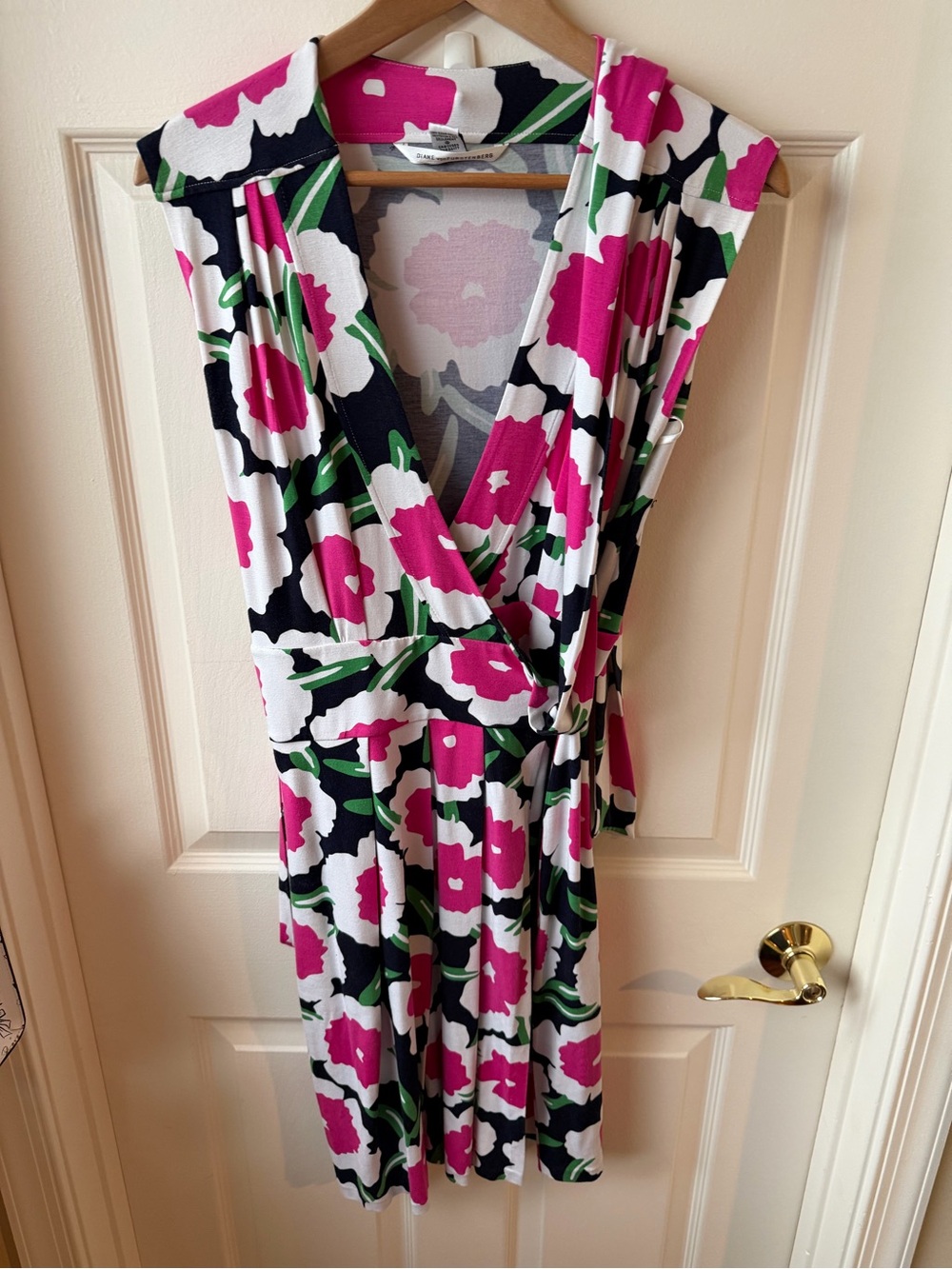 Diane Von Furstenberg Pink, Black & Green Floral Dress wrap